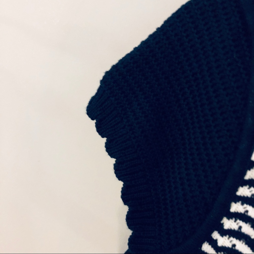 Anthropologie Alessia Navy Blue / White Knit Top - Picture 3 of 9